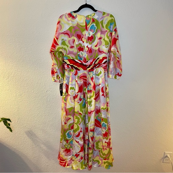 Teri Jon by Rickie Freeman Floral V Neck Multicolor Cocktail Dress - Picture 8 of 14